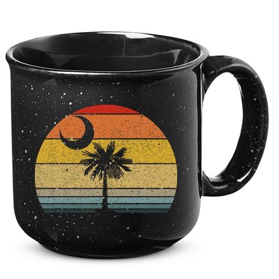 Sunset South Carolina Flag Palmetto Tree Crescent Moon 15oz Campfire Ceramic Mug
