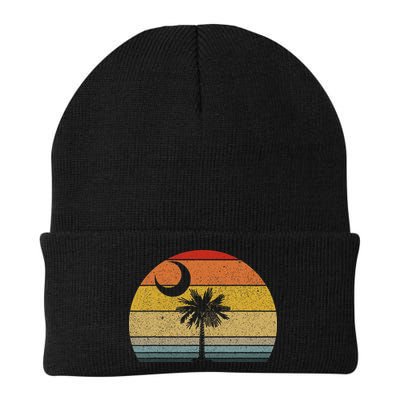 Sunset South Carolina Flag Palmetto Tree Crescent Moon Beanie