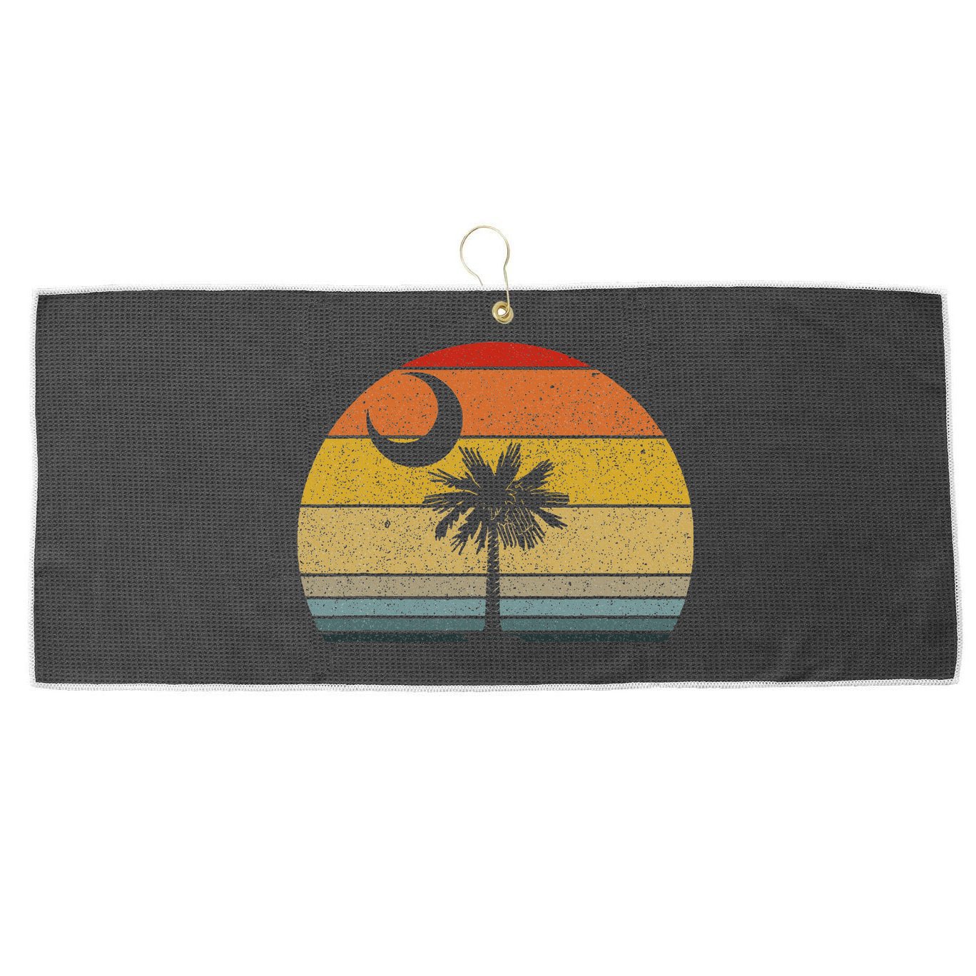 Sunset South Carolina Flag Palmetto Tree Crescent Moon Large Microfiber Waffle Golf Towel