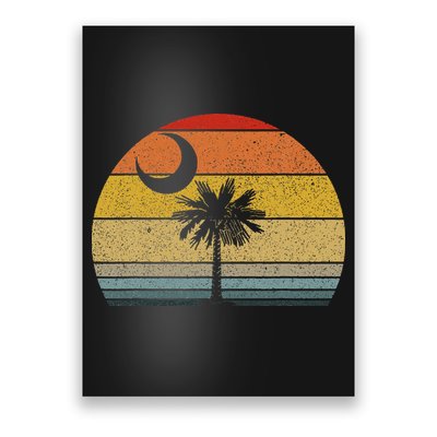 Sunset South Carolina Flag Palmetto Tree Crescent Moon Poster