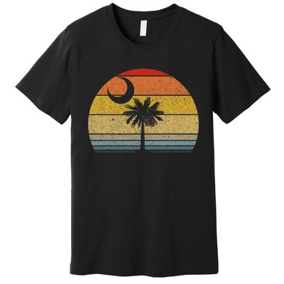 Sunset South Carolina Flag Palmetto Tree Crescent Moon Premium T-Shirt