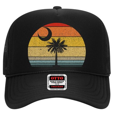 Sunset South Carolina Flag Palmetto Tree Crescent Moon Trucker Hat