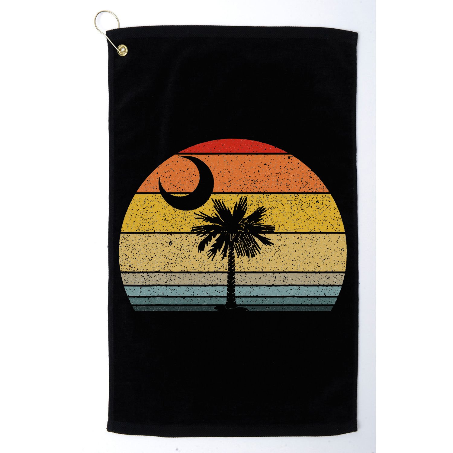 Sunset South Carolina Flag Palmetto Tree Crescent Moon Golf Towel