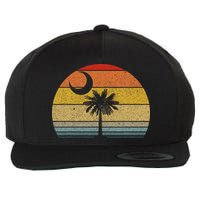 Sunset South Carolina Flag Palmetto Tree Crescent Moon Wool Snapback Cap