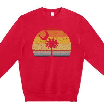 Sunset South Carolina Flag Palmetto Tree Crescent Moon Premium Crewneck Sweatshirt