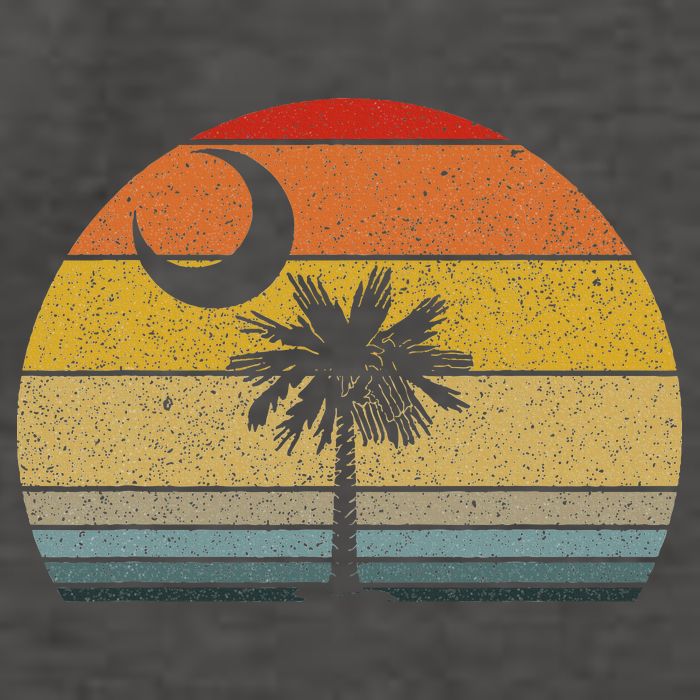 Sunset South Carolina Flag Palmetto Tree Crescent Moon Vector Backpack