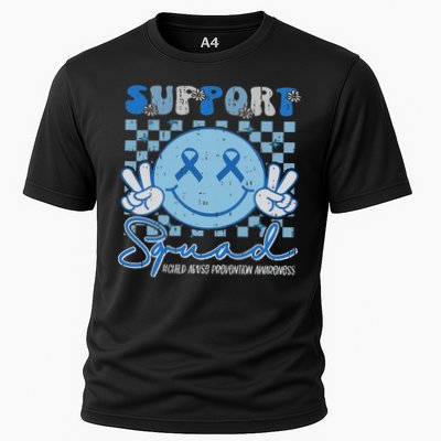 Support Squad Child Abuse Prevention Awareness Smile Face Cooling Performance Crew T-Shirt