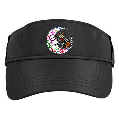 Sugar Skull Cat Moon Dia De Los Muertos Mexican Adult Drive Performance Visor
