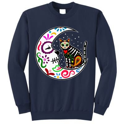 Sugar Skull Cat Moon Dia De Los Muertos Mexican Sweatshirt