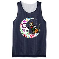 Sugar Skull Cat Moon Dia De Los Muertos Mexican Mesh Reversible Basketball Jersey Tank