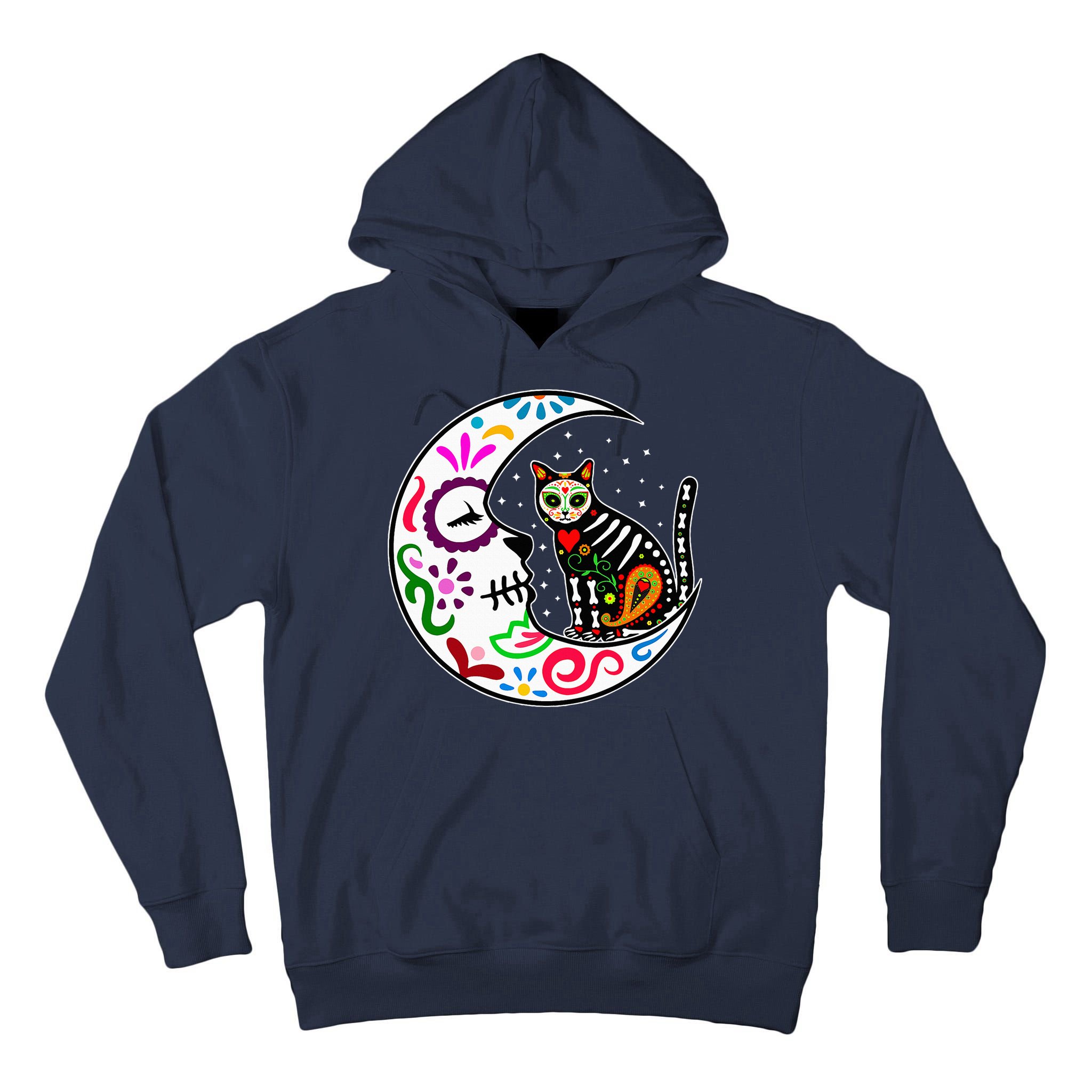 Sugar Skull Cat Moon Dia De Los Muertos Mexican Tall Hoodie