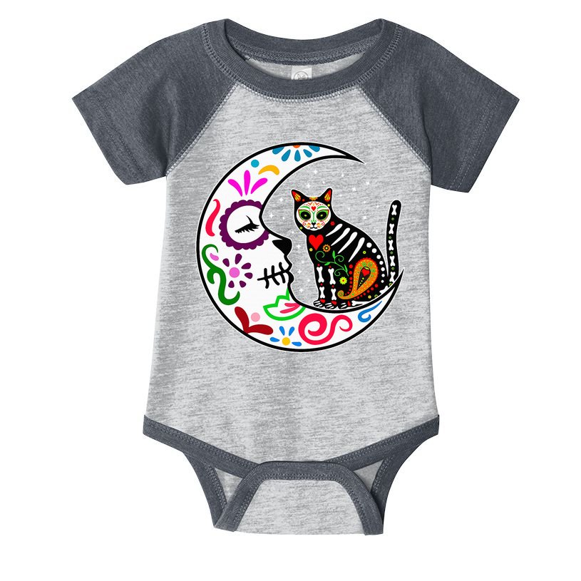 Sugar Skull Cat Moon Dia De Los Muertos Mexican Infant Baby Jersey Bodysuit