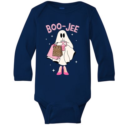 Spooky Season Cute Ghost Funny Halloween Boujee Boojee Gift Baby Long Sleeve Bodysuit