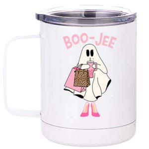 Spooky Season Cute Ghost Funny Halloween Boujee Boojee Gift 12 oz Stainless Steel Tumbler Cup