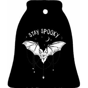 Stay Spooky Cute Vampire Bat Halloween Ceramic Bell Ornament