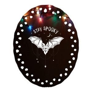 Stay Spooky Cute Vampire Bat Halloween Ceramic Oval Ornament