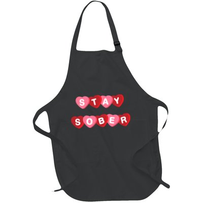 Stay Sober Candy Hearts Full-Length Apron With Pockets