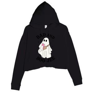 Spooky Season Cute Ghost Halloween Costume Bad And Boojee Gift Crop Fleece Hoodie