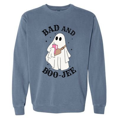 Spooky Season Cute Ghost Halloween Costume Bad And Boojee Gift Garment-Dyed Sweatshirt