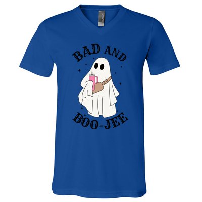 Spooky Season Cute Ghost Halloween Costume Bad And Boojee Gift V-Neck T-Shirt