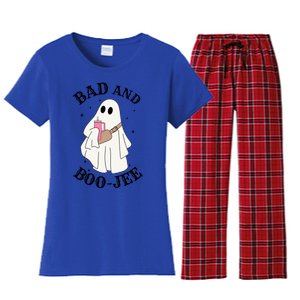 Spooky Season Cute Ghost Halloween Costume Bad And Boojee Gift Women's Flannel Pajama Set