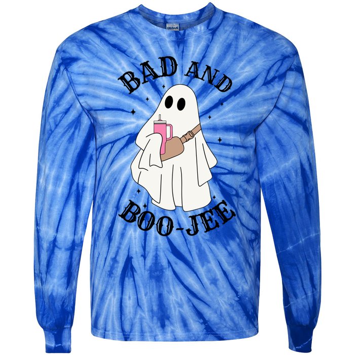 Spooky Season Cute Ghost Halloween Costume Bad And Boojee Gift Tie-Dye Long Sleeve Shirt