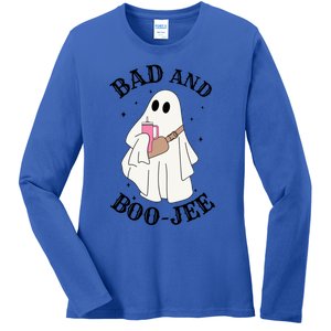 Spooky Season Cute Ghost Halloween Costume Bad And Boojee Gift Ladies Long Sleeve Shirt