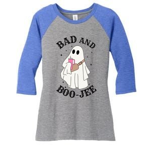 Spooky Season Cute Ghost Halloween Costume Bad And Boojee Gift Women's Tri-Blend 3/4-Sleeve Raglan Shirt