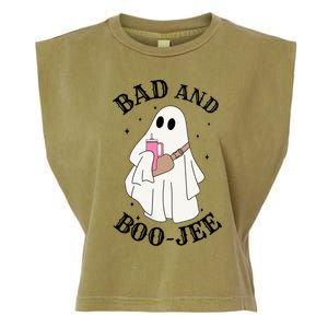 Spooky Season Cute Ghost Halloween Costume Bad And Boojee Gift Garment-Dyed Women's Muscle Tee