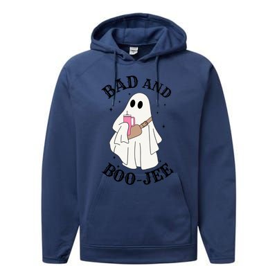 Spooky Season Cute Ghost Halloween Costume Bad And Boojee Gift Performance Fleece Hoodie