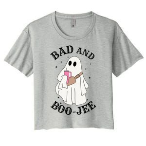 Spooky Season Cute Ghost Halloween Costume Bad And Boojee Gift Women's Crop Top Tee