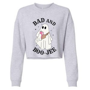 Spooky Season Cute Ghost Halloween Costume Bad And Boojee Gift Cropped Pullover Crew