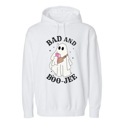 Spooky Season Cute Ghost Halloween Costume Bad And Boojee Gift Garment-Dyed Fleece Hoodie