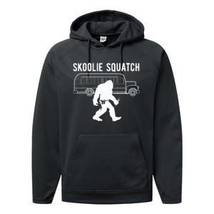 Sasquatch Skoolie Cryptid Bigfoot Converted School Bus Performance Fleece Hoodie