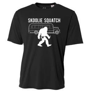 Sasquatch Skoolie Cryptid Bigfoot Converted School Bus Cooling Performance Crew T-Shirt