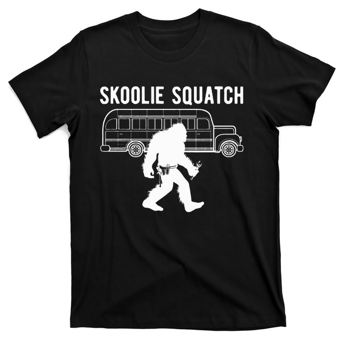 Sasquatch Skoolie Cryptid Bigfoot Converted School Bus T-Shirt