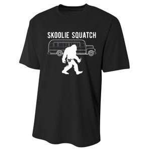 Sasquatch Skoolie Cryptid Bigfoot Converted School Bus Performance Sprint T-Shirt