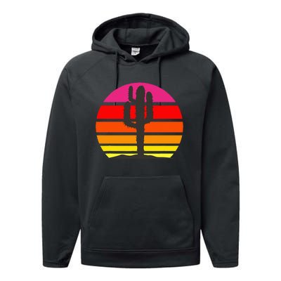 Saguaro Sunset Cactus Opuntia Cactaceae Lovers Performance Fleece Hoodie