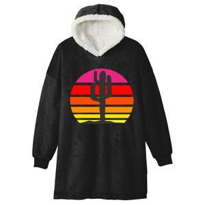 Saguaro Sunset Cactus Opuntia Cactaceae Lovers Hooded Wearable Blanket