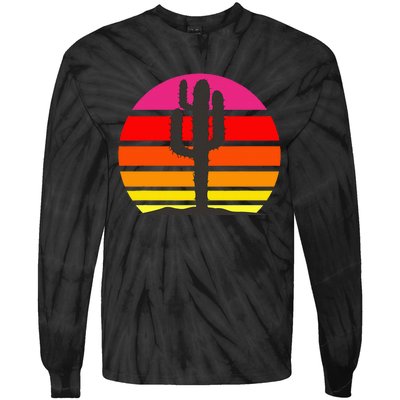 Saguaro Sunset Cactus Opuntia Cactaceae Lovers Tie-Dye Long Sleeve Shirt