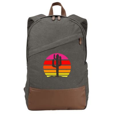 Saguaro Sunset Cactus Opuntia Cactaceae Lovers Cotton Canvas Backpack