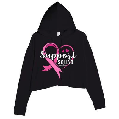 Support Squad Cute Heart Breast Cancer Awareness Crop Fleece Hoodie