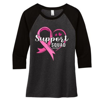 Support Squad Cute Heart Breast Cancer Awareness Women's Tri-Blend 3/4-Sleeve Raglan Shirt