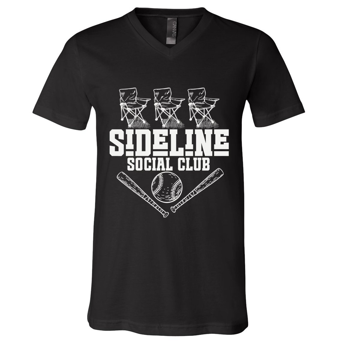 Sideline Social Club Retro Baseball Team Game Day Season V-Neck T-Shirt