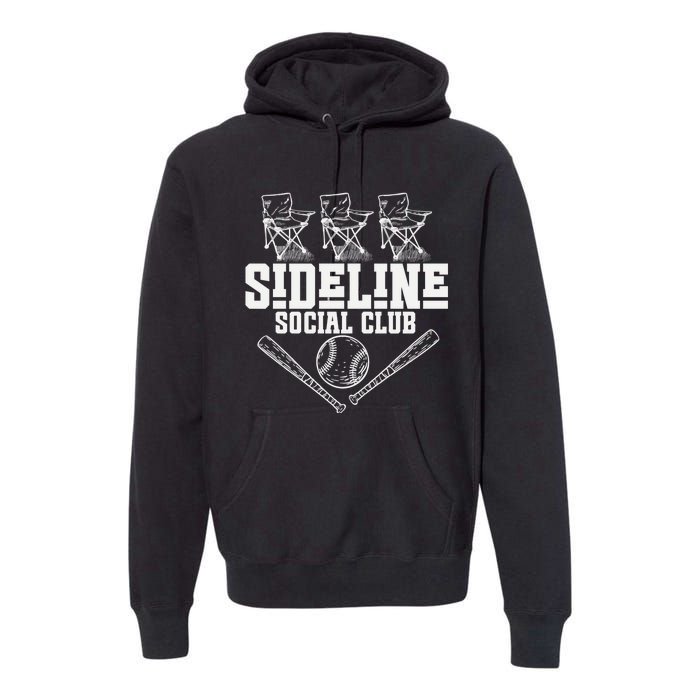 Sideline Social Club Retro Baseball Team Game Day Season Premium Hoodie