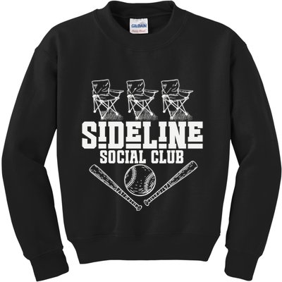 Sideline Social Club Retro Baseball Team Game Day Season Kids Sweatshirt