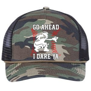 S Softball Catcher Funny N I Dare Ya Gift Retro Rope Trucker Hat Cap