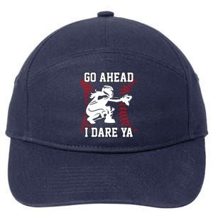 S Softball Catcher Funny N I Dare Ya Gift 7-Panel Snapback Hat