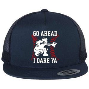 S Softball Catcher Funny N I Dare Ya Gift Flat Bill Trucker Hat