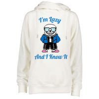 Sans Skeleton Cool Pixel Art IM Lazy And I Know It Womens Funnel Neck Pullover Hood